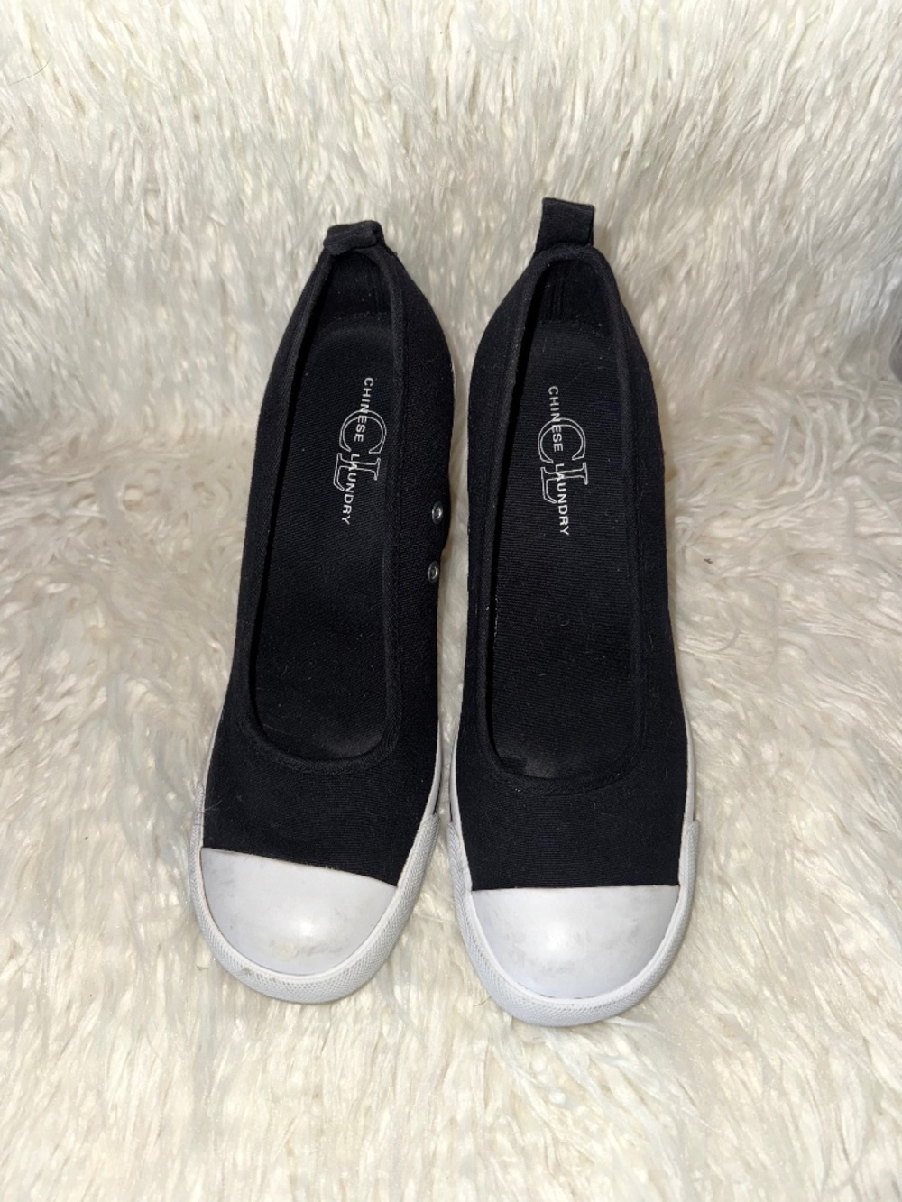 RARE Y2K VINTAGE CHINESE LAUNDRY CANVAS SNEAKER HEELS 8